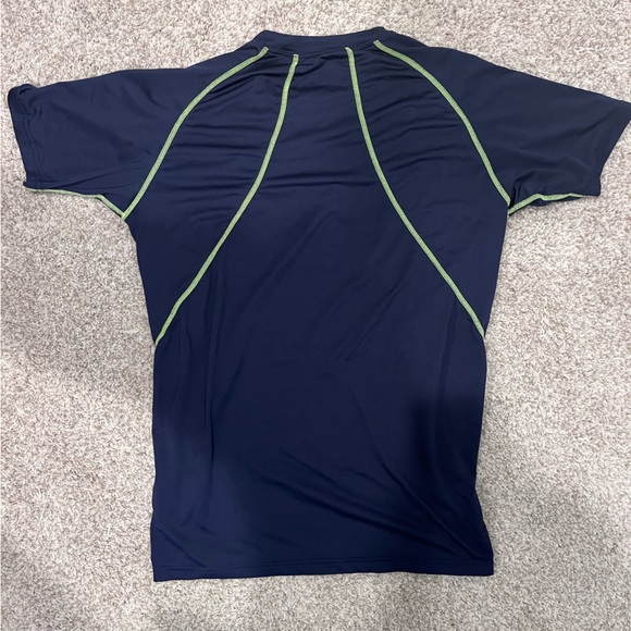Baleaf Laureate Quick Dry Short Sleeve T Shirt- large navy w/ lime green detail - Picture 4 of 4